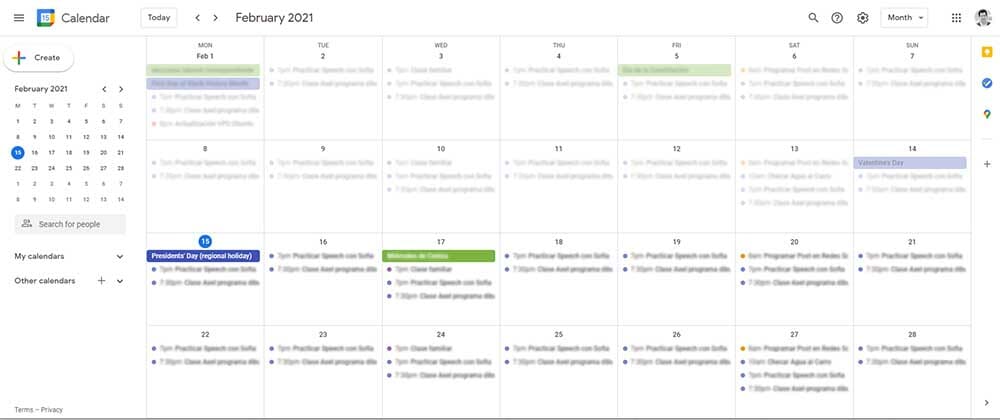 Google Calendar screenshot